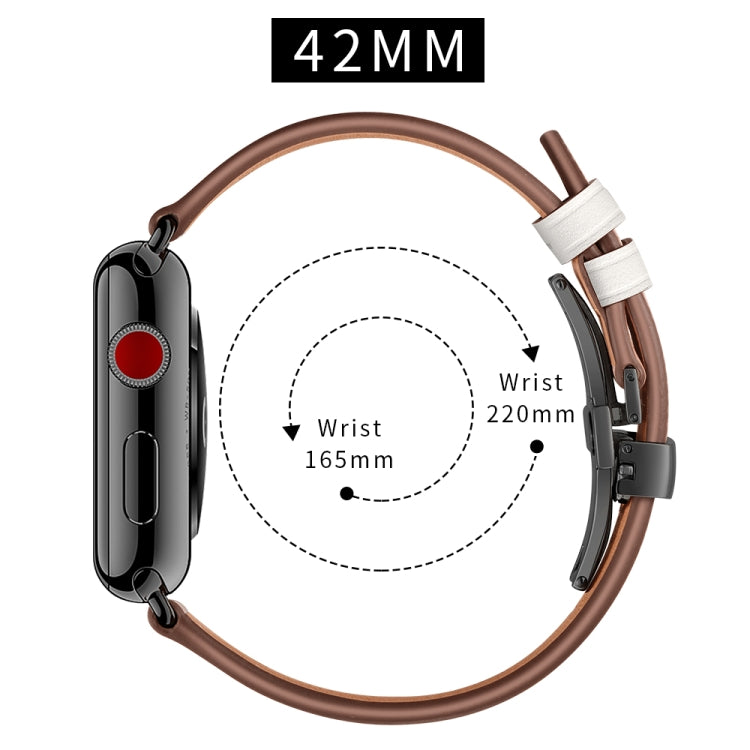 Cinturini di ricambio per fibbia nera in vera pelle + farfalla per Apple Watch Series 6 e SE e 5 e 4 44 mm / 3 e 2 e 1 42 mm, Black Buckle For Apple Watch Series 7 45mm / 6 & SE & 5 & 4 44mm / 3 & 2 & 1 42mm                                             ...