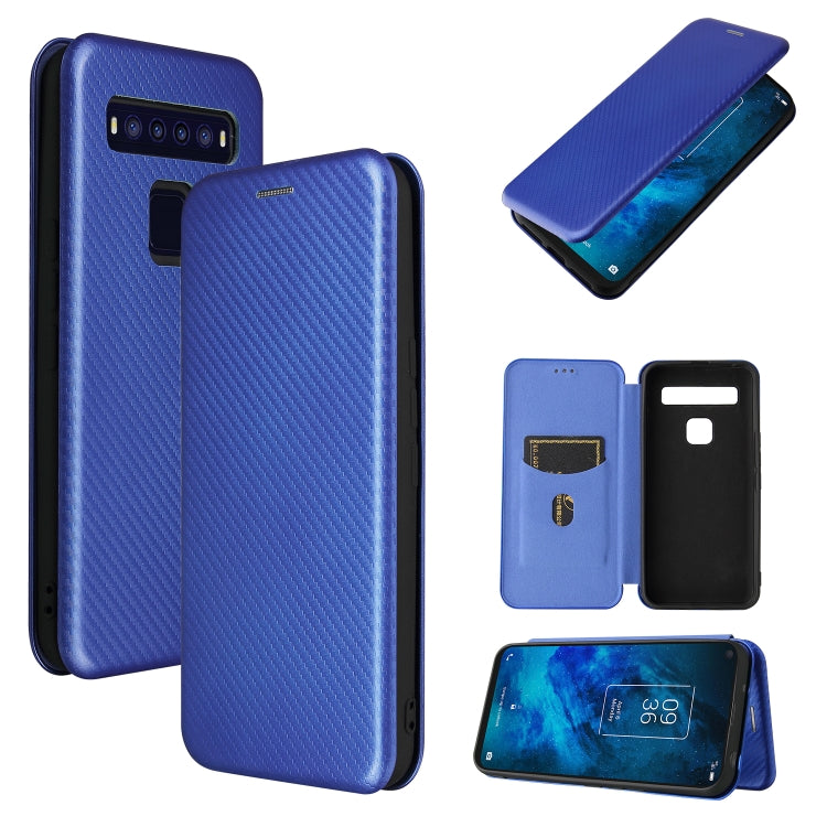Struttura in fibra di carbonio Flip orizzontale magnetico Custodia in pelle TPU + PC + PU con slot per schede, For TCL 10 5G UW(US Version), For Sony Xperia 10 III, For UMIDIGI A9