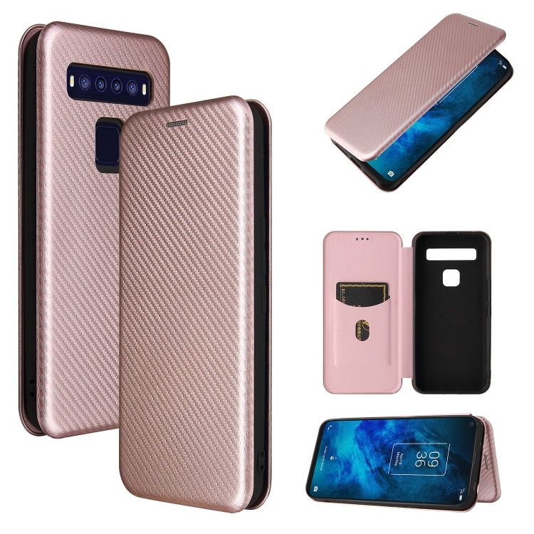 Struttura in fibra di carbonio Flip orizzontale magnetico Custodia in pelle TPU + PC + PU con slot per schede, For TCL 10 5G UW(US Version), For Sony Xperia 10 III, For UMIDIGI A9