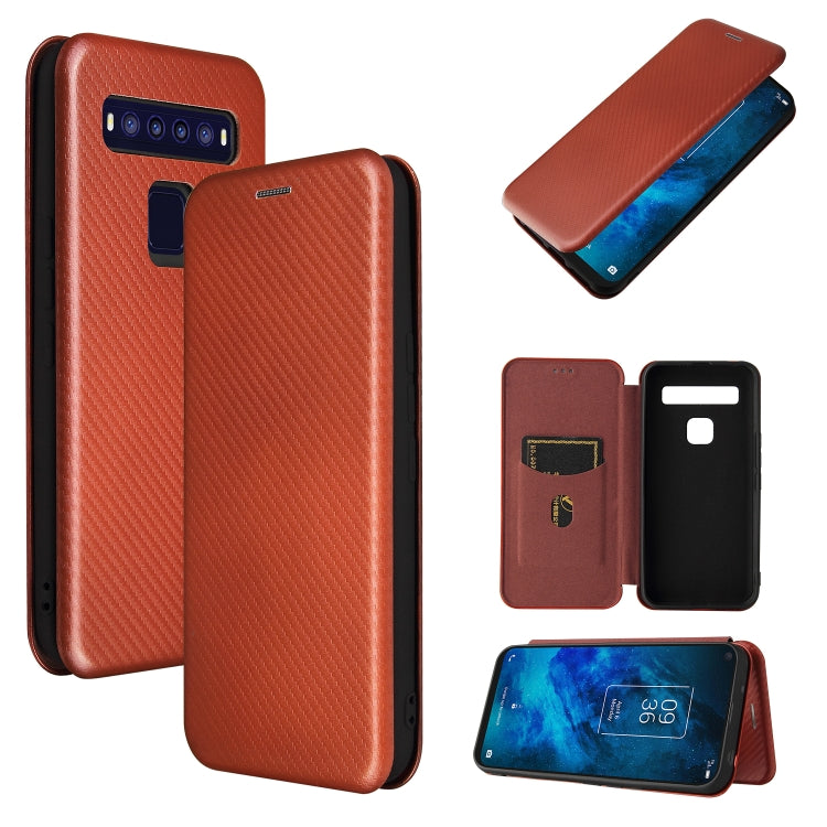 Struttura in fibra di carbonio Flip orizzontale magnetico Custodia in pelle TPU + PC + PU con slot per schede, For TCL 10 5G UW(US Version), For Sony Xperia 10 III, For UMIDIGI A9