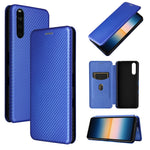 Struttura in fibra di carbonio Flip orizzontale magnetico Custodia in pelle TPU + PC + PU con slot per schede, For TCL 10 5G UW(US Version), For Sony Xperia 10 III, For UMIDIGI A9