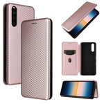 Struttura in fibra di carbonio Flip orizzontale magnetico Custodia in pelle TPU + PC + PU con slot per schede, For TCL 10 5G UW(US Version), For Sony Xperia 10 III, For UMIDIGI A9