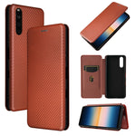 Struttura in fibra di carbonio Flip orizzontale magnetico Custodia in pelle TPU + PC + PU con slot per schede, For TCL 10 5G UW(US Version), For Sony Xperia 10 III, For UMIDIGI A9
