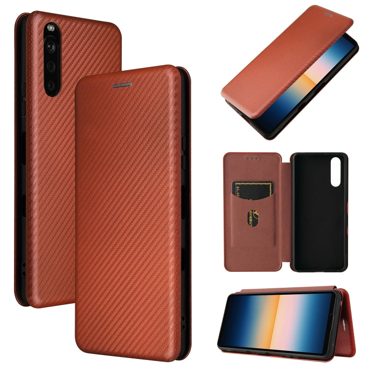 Struttura in fibra di carbonio Flip orizzontale magnetico Custodia in pelle TPU + PC + PU con slot per schede, For TCL 10 5G UW(US Version), For Sony Xperia 10 III, For UMIDIGI A9
