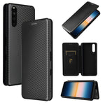 Struttura in fibra di carbonio Flip orizzontale magnetico Custodia in pelle TPU + PC + PU con slot per schede, For TCL 10 5G UW(US Version), For Sony Xperia 10 III, For UMIDIGI A9