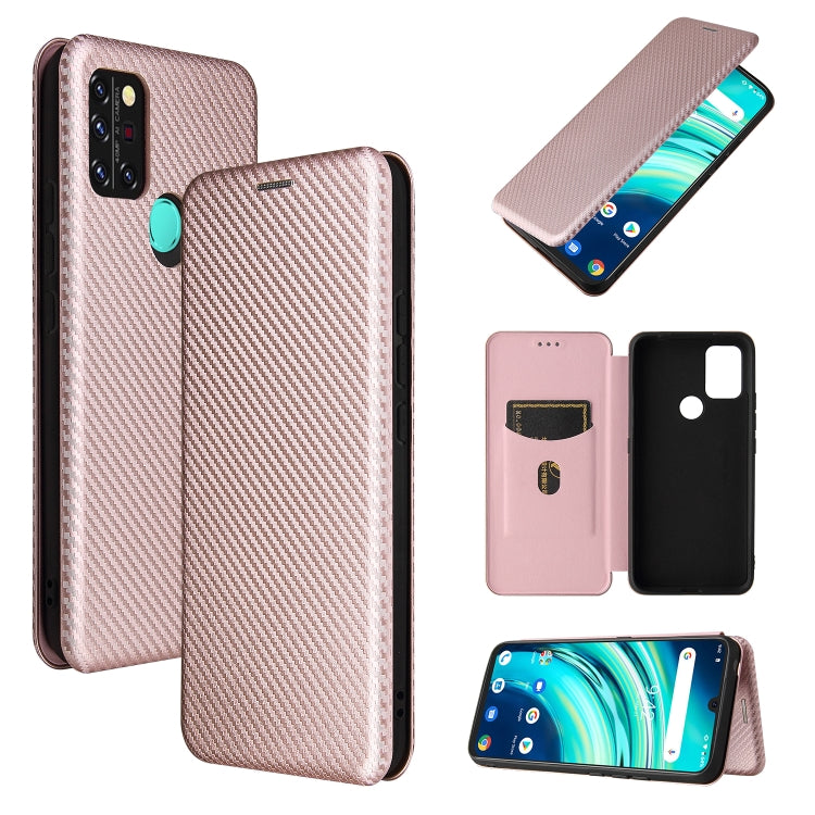 Struttura in fibra di carbonio Flip orizzontale magnetico Custodia in pelle TPU + PC + PU con slot per schede, For TCL 10 5G UW(US Version), For Sony Xperia 10 III, For UMIDIGI A9