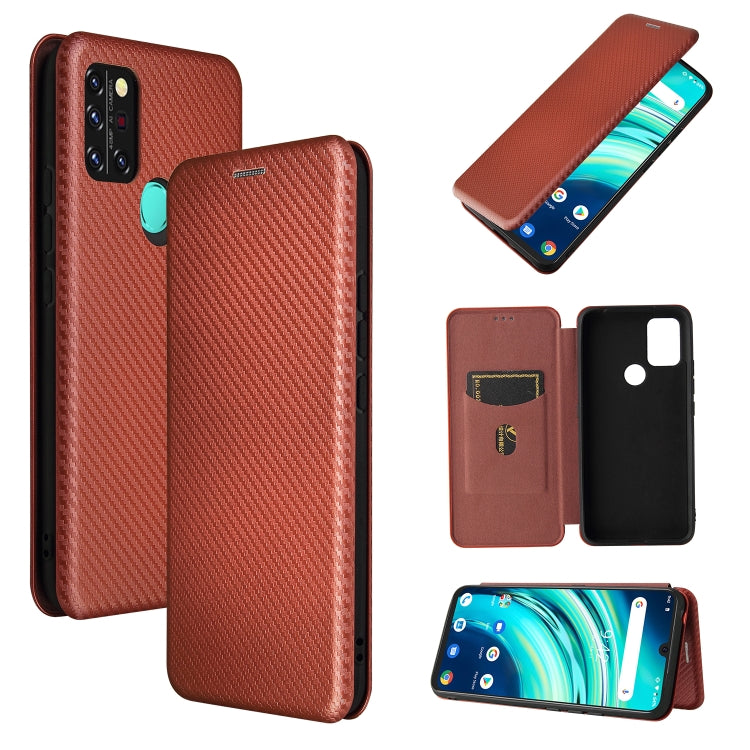 Struttura in fibra di carbonio Flip orizzontale magnetico Custodia in pelle TPU + PC + PU con slot per schede, For TCL 10 5G UW(US Version), For Sony Xperia 10 III, For UMIDIGI A9