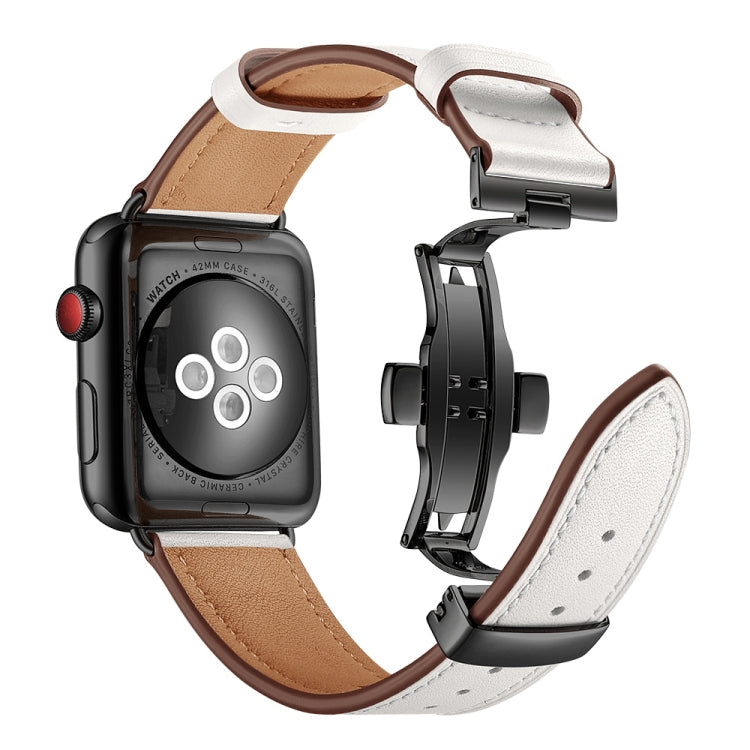 Cinturini di ricambio per fibbia nera in vera pelle + farfalla per Apple Watch Series 6 e SE e 5 e 4 40 mm / 3 e 2 e 1 38 mm, Black Buckle For Apple Watch Series 8&7 41mm / SE 2&6&SE&5&4 40mm / 3&2&1 38mm                                                ...