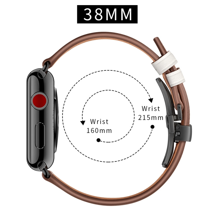 Cinturini di ricambio per fibbia nera in vera pelle + farfalla per Apple Watch Series 6 e SE e 5 e 4 40 mm / 3 e 2 e 1 38 mm, Black Buckle For Apple Watch Series 8&7 41mm / SE 2&6&SE&5&4 40mm / 3&2&1 38mm                                                ...