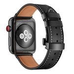 Cinturini di ricambio per fibbia nera in vera pelle + farfalla per Apple Watch Series 6 e SE e 5 e 4 40 mm / 3 e 2 e 1 38 mm, Black Buckle For Apple Watch Series 8&7 41mm / SE 2&6&SE&5&4 40mm / 3&2&1 38mm                                                ...