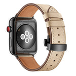 Cinturini di ricambio per fibbia nera in vera pelle + farfalla per Apple Watch Series 6 e SE e 5 e 4 40 mm / 3 e 2 e 1 38 mm, Black Buckle For Apple Watch Series 8&7 41mm / SE 2&6&SE&5&4 40mm / 3&2&1 38mm                                                ...
