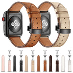 Cinturini di ricambio per fibbia nera in vera pelle + farfalla per Apple Watch Series 6 e SE e 5 e 4 40 mm / 3 e 2 e 1 38 mm, Black Buckle For Apple Watch Series 8&7 41mm / SE 2&6&SE&5&4 40mm / 3&2&1 38mm                                                ...