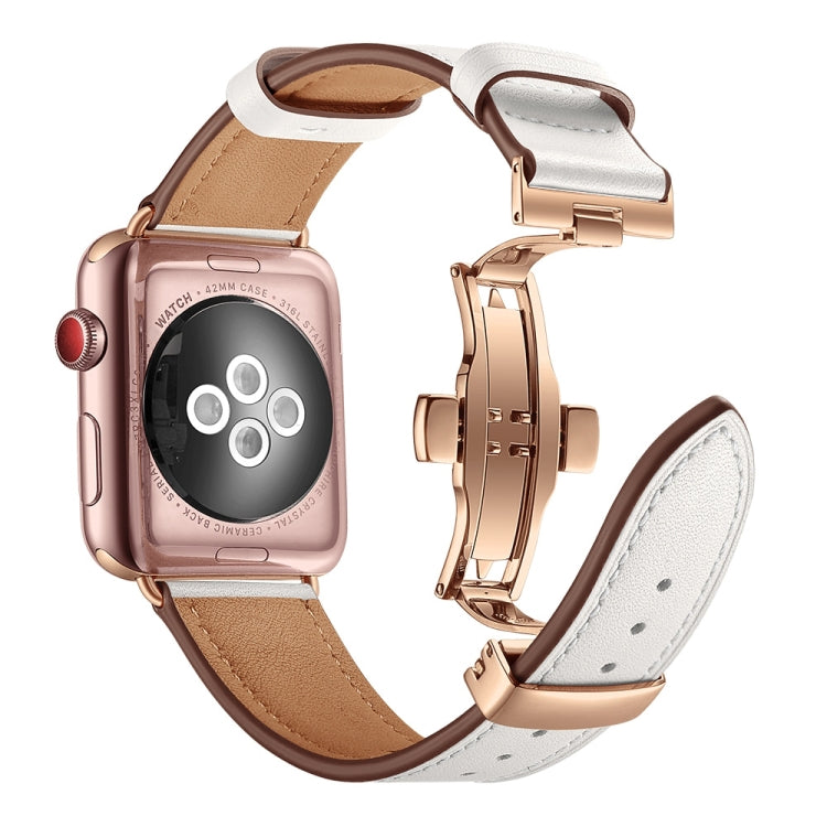 Cinturino in vera pelle con fibbia oro rosa per Apple Watch