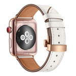 Cinturino in vera pelle con fibbia oro rosa per Apple Watch