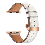 Cinturino in vera pelle con fibbia oro rosa per Apple Watch
