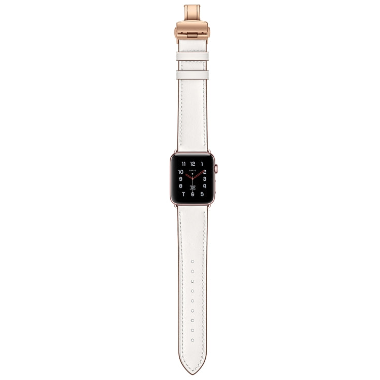 Cinturino in vera pelle con fibbia oro rosa per Apple Watch