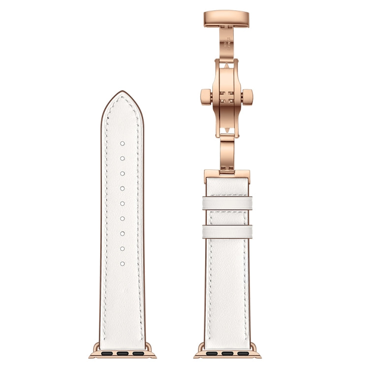 Cinturino in vera pelle con fibbia oro rosa per Apple Watch