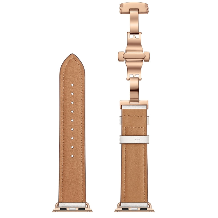 Cinturino in vera pelle con fibbia oro rosa per Apple Watch