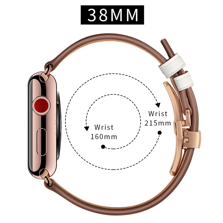 Cinturino in vera pelle con fibbia oro rosa per Apple Watch