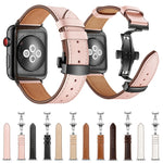 Cinturino in vera pelle con fibbia oro rosa per Apple Watch