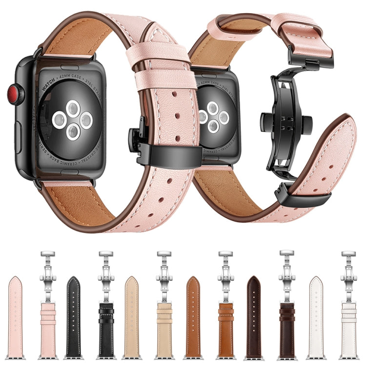 Cinturino in vera pelle con fibbia oro rosa per Apple Watch