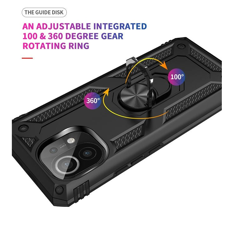 Custodia protettiva antiurto in TPU + PC con supporto girevole a 360 gradi, For Xiaomi Mi 11, For Xiaomi Redmi Note 9