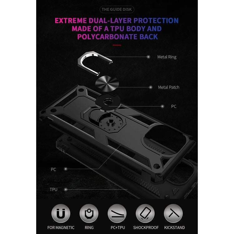 Custodia protettiva antiurto in TPU + PC con supporto girevole a 360 gradi, For Xiaomi Mi 11, For Xiaomi Redmi Note 9