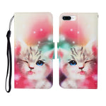 Custodia portafoglio in pelle con motivo dipinto per iPhone 7 Plu
