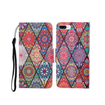 Custodia portafoglio in pelle con motivo dipinto per iPhone 7 Plu