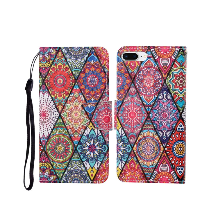 Custodia portafoglio in pelle con motivo dipinto per iPhone 7 Plu