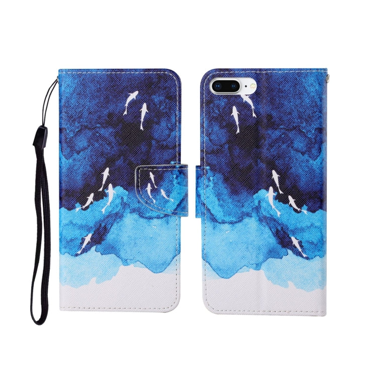 Custodia portafoglio in pelle con motivo dipinto per iPhone 7 Plu