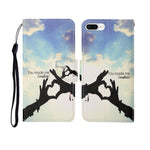 Custodia portafoglio in pelle con motivo dipinto per iPhone 7 Plu