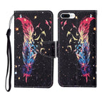 Custodia portafoglio in pelle con motivo dipinto per iPhone 7 Plu