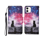 Custodia portafoglio in pelle con motivo dipinto per iPhone 12 mi