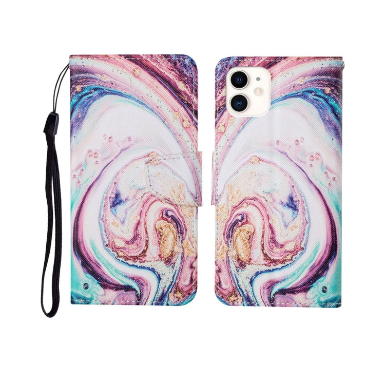 Custodia portafoglio in pelle con motivo dipinto per iPhone 12 mi