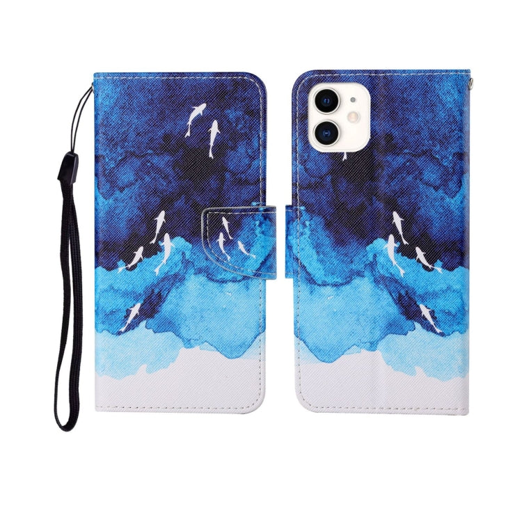 Custodia portafoglio in pelle con motivo dipinto per iPhone 12 mi