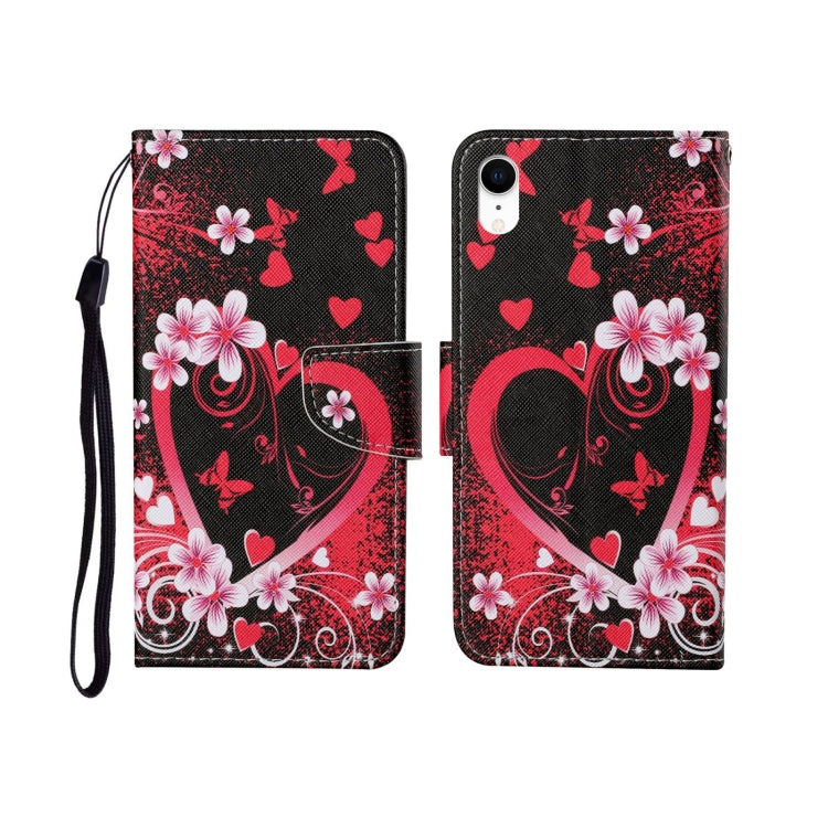 Custodia portafoglio in pelle con motivo dipinto per iPhone XR