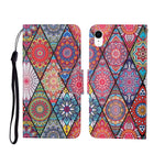 Custodia portafoglio in pelle con motivo dipinto per iPhone XR