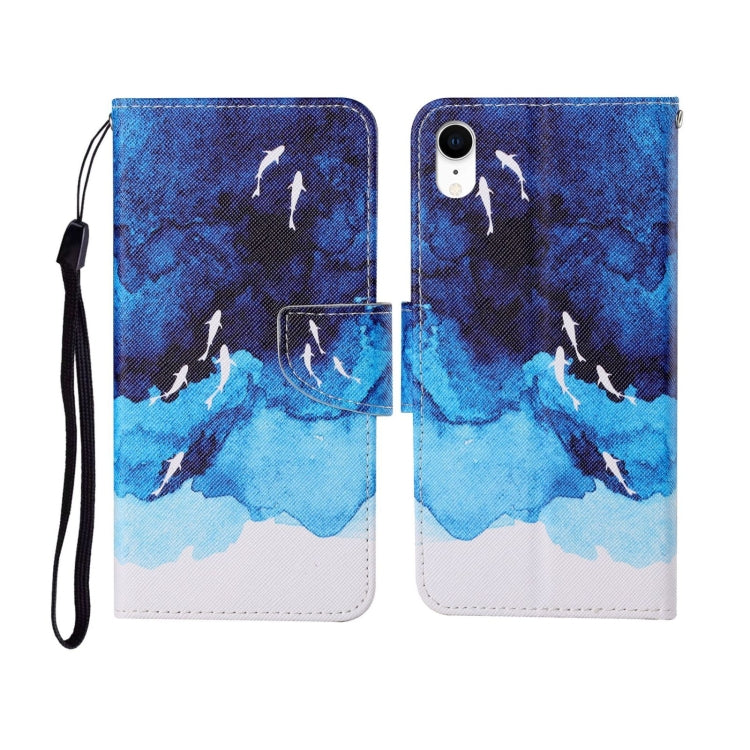 Custodia portafoglio in pelle con motivo dipinto per iPhone XR