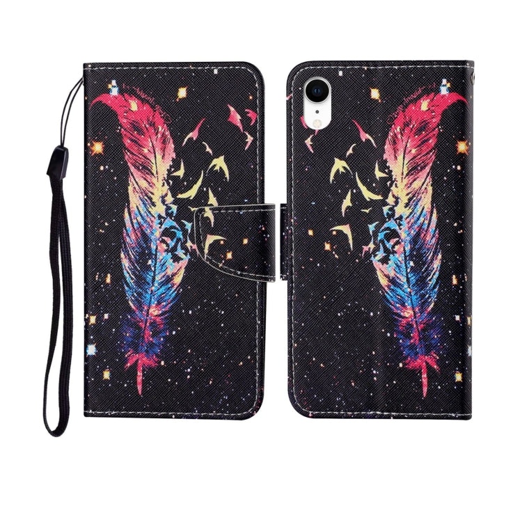 Custodia portafoglio in pelle con motivo dipinto per iPhone XR