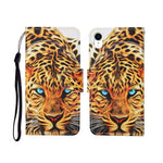 Custodia portafoglio in pelle con motivo dipinto per iPhone XR
