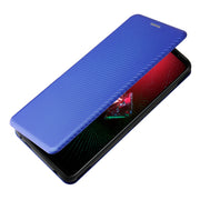 Struttura in fibra di carbonio Flip orizzontale magnetico Custodia in pelle TPU + PC + PU con slot per schede, For Asus ROG Phone 5, For Blackview BV6300 Pro, For Samsung Galaxy M62, For Samsung Galaxy F62, For Sony Xperia 1 III