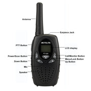 1 coppia RETEVIS RT628 0.5W Frequenza USA 462.550-467.7125MHz 22CHS Palmare Bambini Walkie Talkie, RT628(Red), RT628(Black), RT628(White)