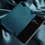 Custodia flip in pelle con finestra laterale per iPhone 11
