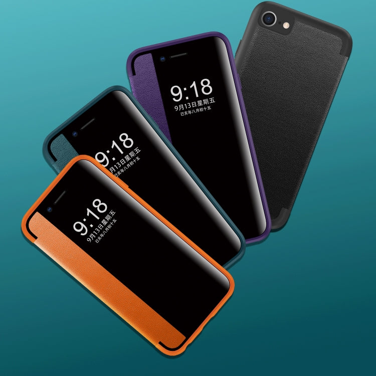 Custodia flip in pelle con finestra laterale per iPhone 11