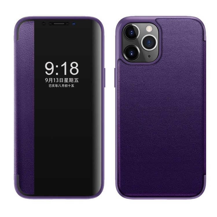 Custodia flip in pelle con finestra laterale per iPhone 11