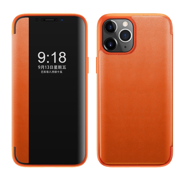 Custodia flip in pelle con finestra laterale per iPhone 11