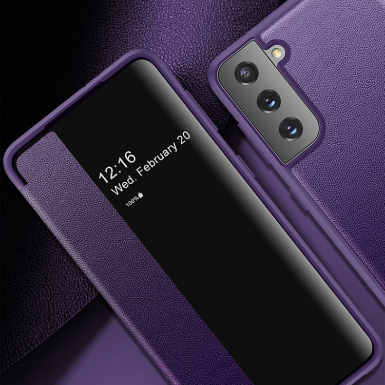 Custodia flip in pelle con finestra laterale per Samsung Galaxy