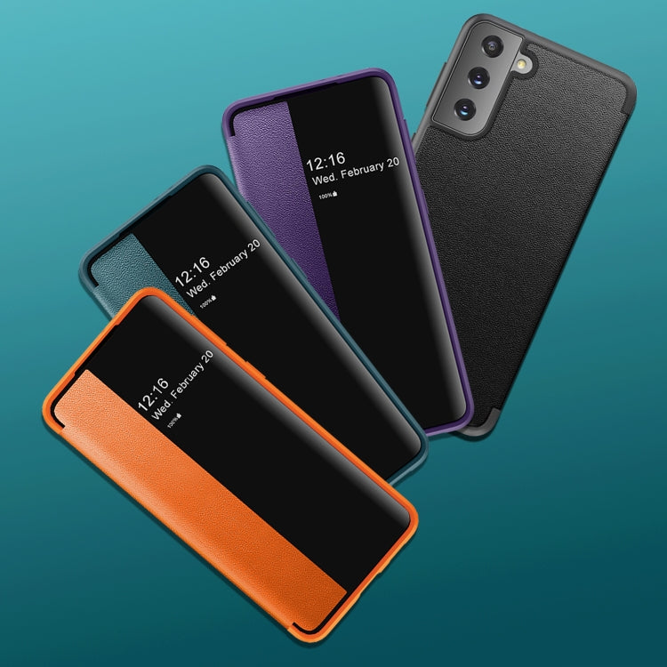 Custodia flip in pelle con finestra laterale per Samsung Galaxy