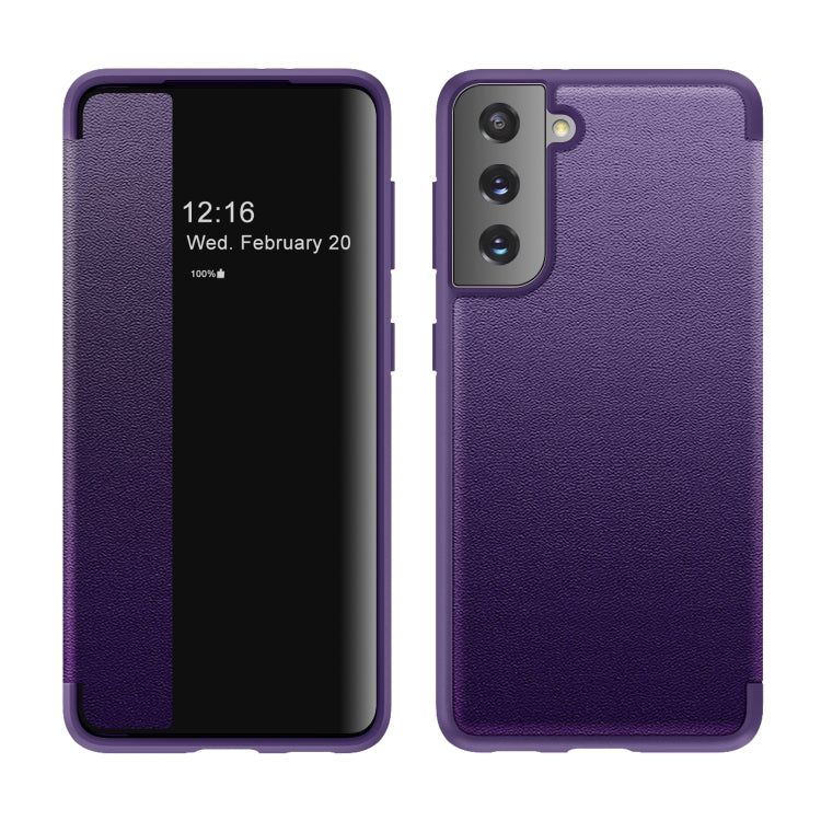 Custodia flip in pelle con finestra laterale per Samsung Galaxy